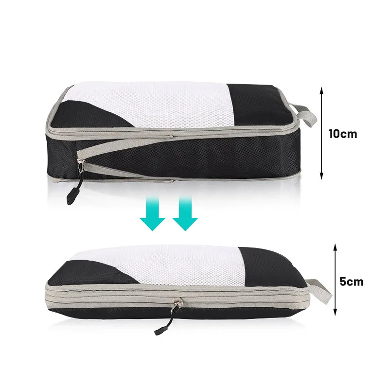Compressible Packing Cubes 3 Pieces Set Clothing Organizer Bag High Quality Waterproof Suitcase Organiser Bag Visible Washable