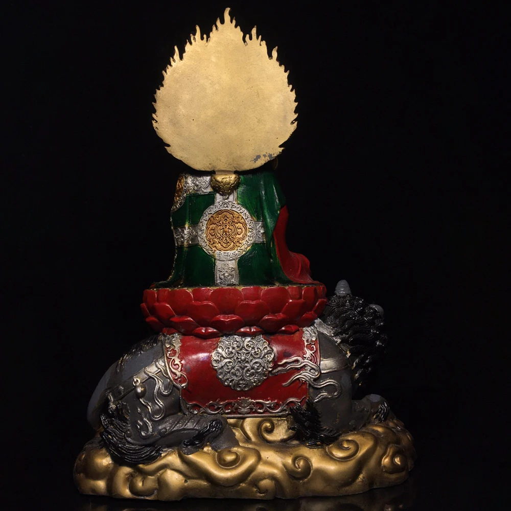 Exquisite Old Bronze Painted Ksitigarbha Bodhisattva Statue Serene Face Heavy Patina Fine Craftsmanship Home Decor Collectible