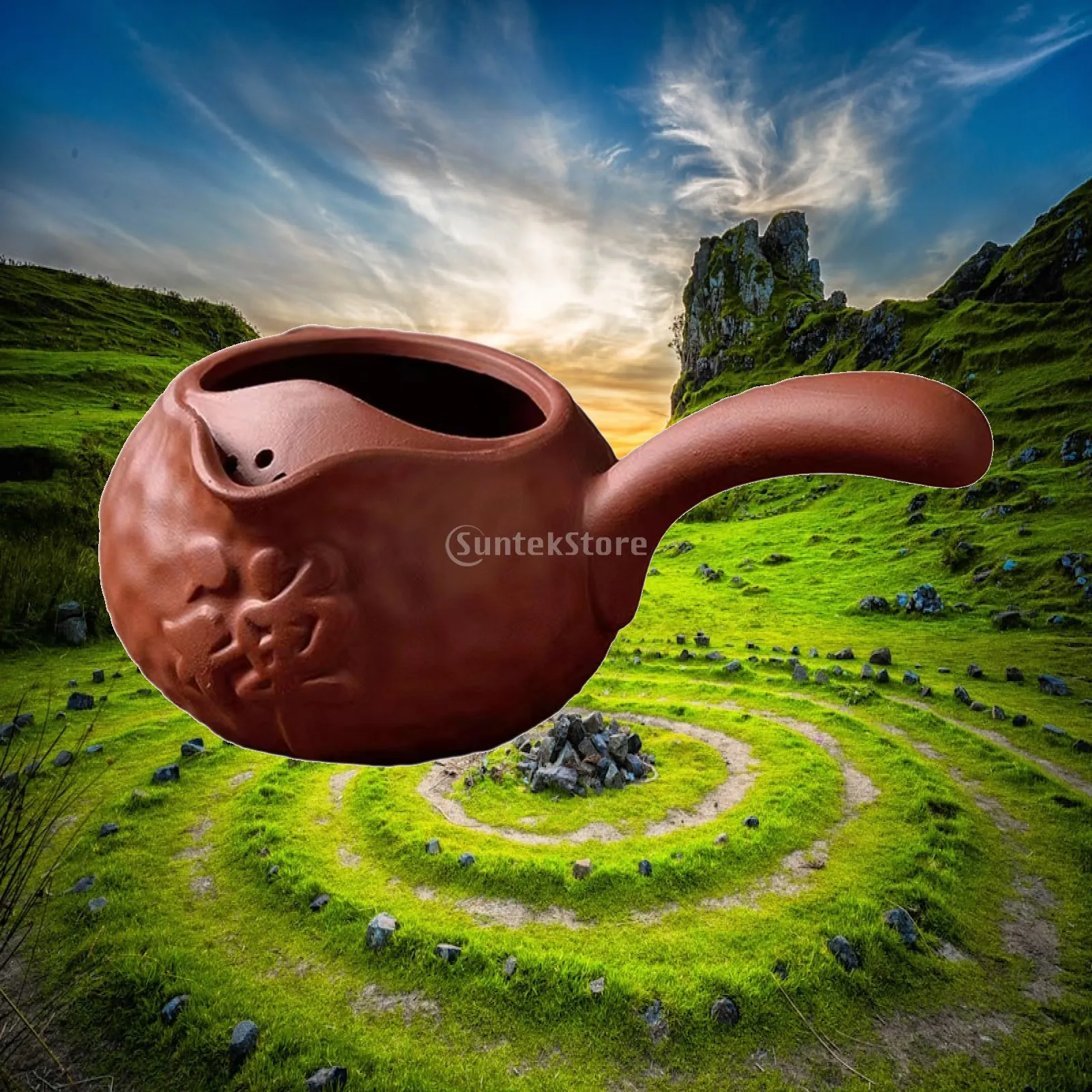 Pottery Teapot Durable Chinese Traditional Teapot with Anti Scald Handle Tea Kettles for Camping Home Outdoor Tea House Picnic