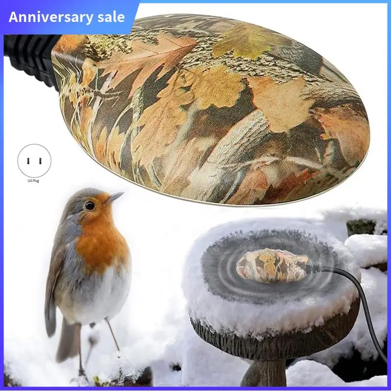 

Bird Bath Heater For Outdoors In Winter, Birdbath Water Heater De-Icer, Bird Bath Deicer Full-Covered Aluminum US Plug Durable