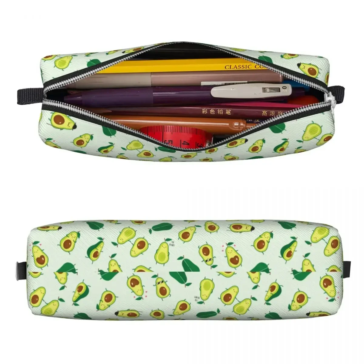 Cute  Green Avocado Pencil Cases Avocados Lover Pencilcases Pen Box Kids Big Capacity Bag Students School Zipper Stationery