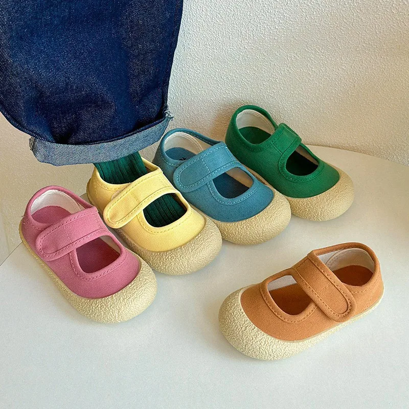 Spring and autumn Children's Canvas Shoes New boys girls Shallow Mouth Ladle Shoes soft soles candy color baby indoor Shoe XZ266