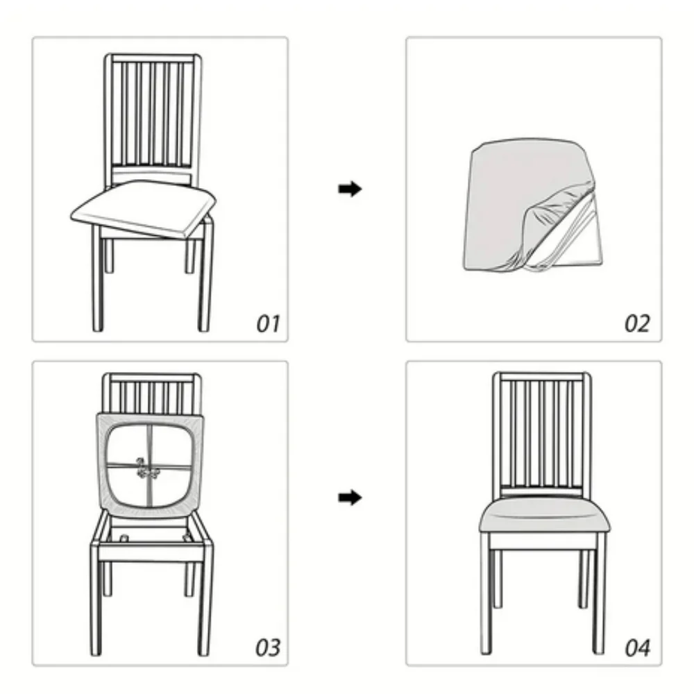 Funda de silla para comedor, fundas de asiento de LICRA, funda de cojín de tela elástica de Color sólido para el hogar, 1 ud. ﻿
