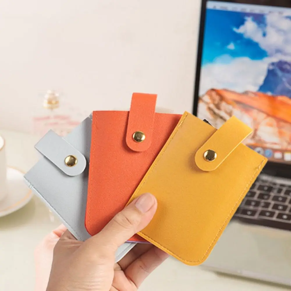 Solid Color Pulling Card Holder Multi-position PU Leather Men Card Cover Small Purse Wallets Business Card Holder