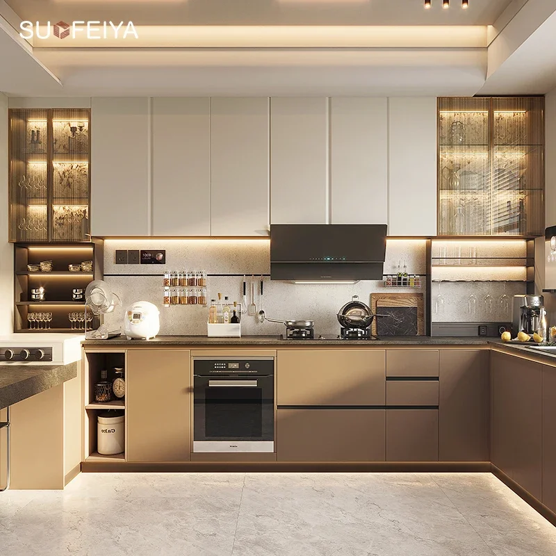 Sofeyia Custom Kitchen Cabinets Modern Luxury Smart Joinery Millwork Furniture Complete Sets Flat Kitchen Island