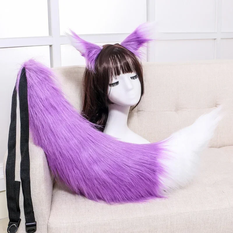 Animal Fox Ear Long Tail Furry Headband Prop Party Fancy Dress Lovely Lolita Anime Cosplay Costume Halloween Christmas MN3