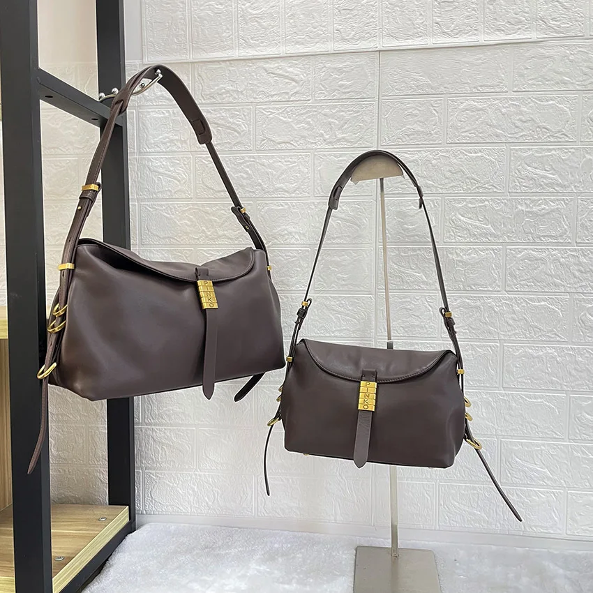 New Spring Summer Women's Cowhide Leather Handbag 2-in-1 Shoulder Crossbody Underarm Purse Elegant Top Handle Chic Bag