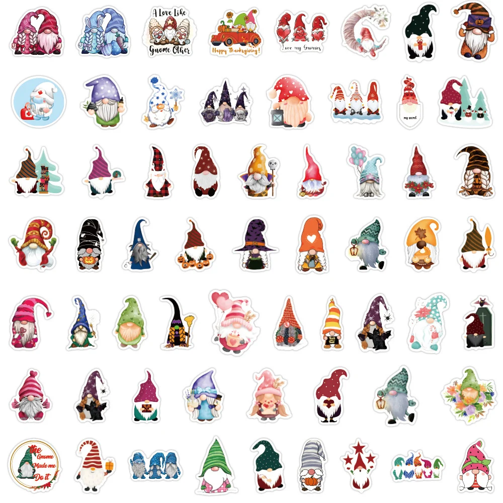 Disney-Dwarf Gnome Cartoon Adesivos, Decalque bonito, laptop decorativo, telefone, carro, Kawaii, adesivos engraçados para crianças, presentes, 10 pcs, 30 pcs, 60 pcs, 120pcs