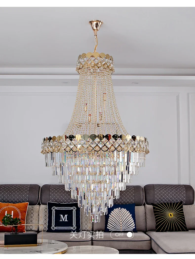 Crystal Chandelier For Villa Living Room Light Luxury Lift Lobby Hotel Lobby Duplex Staircase Ceiling Light Fixtures Home Decor