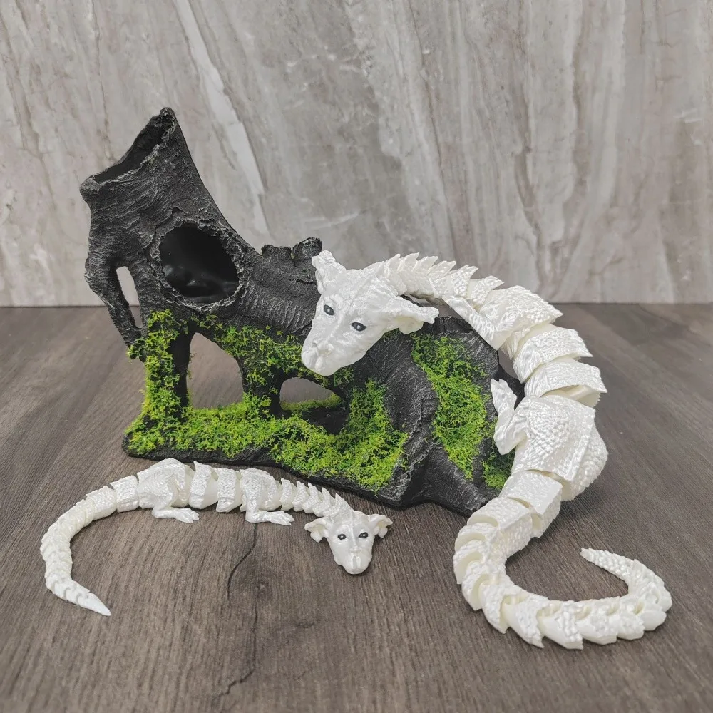3D Printed Lucky Dragon Figurine Joint Movable Handmade Dog Head Dragon Ornament Unique Realistic Simulation Dragon Model