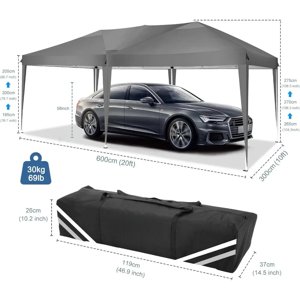 10x20 Pop Up Canopy Event Shelter Shade Przenośny namiot na imprezy Plaża Camping Komercyjna natychmiastowa altana Baldachim ślubny