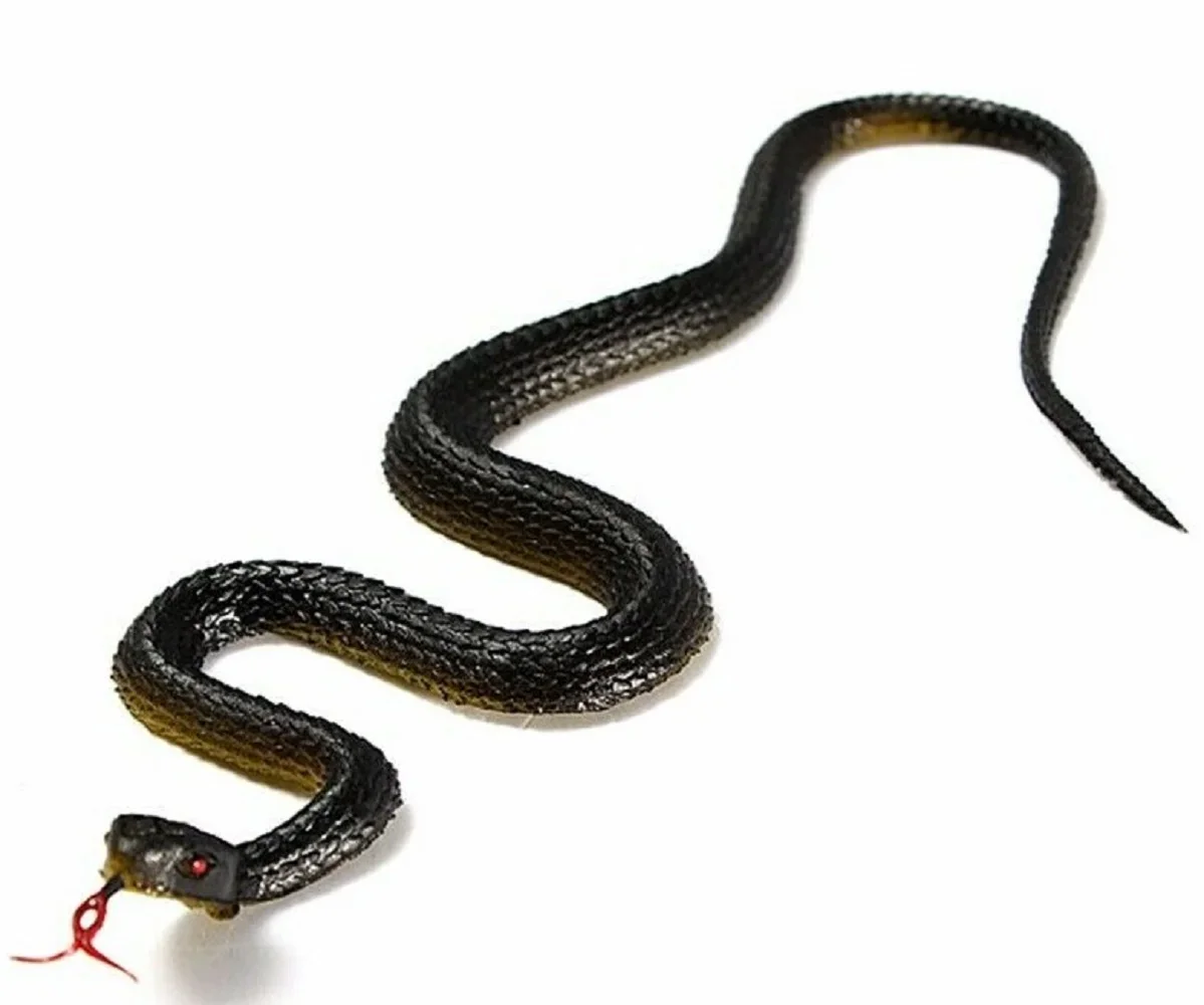 45cm Realistic Fake Rubber Snake Toy Prank Trick Toy with Tongue Stick Out for Garden Decor