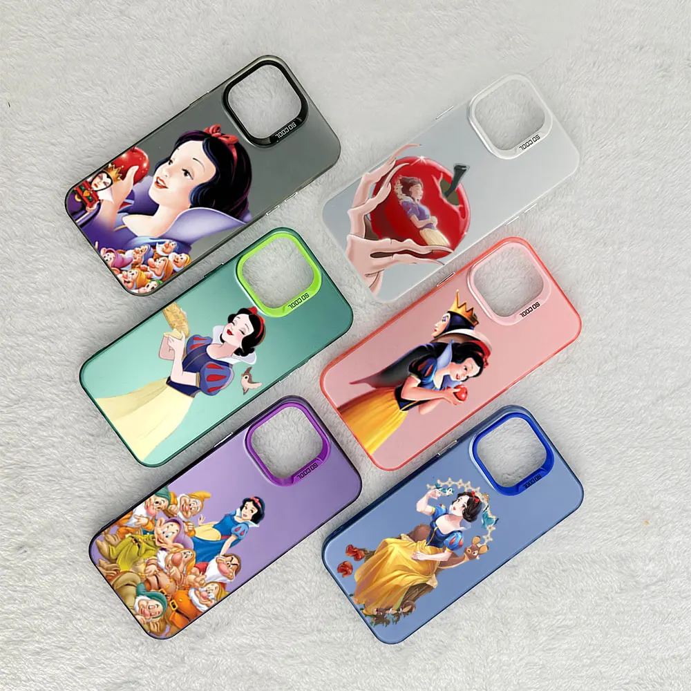 MINISO S-Snow White Phone Case for iPhone 12 11 13 14 16 15 Pro Max Plus Laser Cover