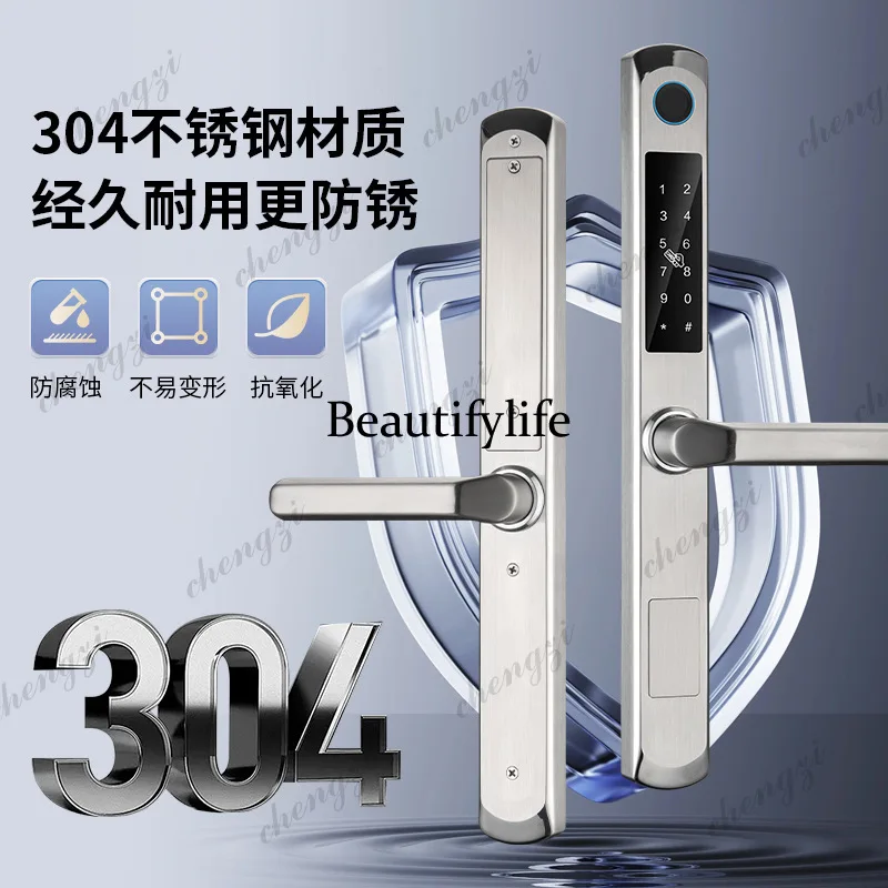Broken bridge aluminum fingerprint lock stainless steel narrow-sided aluminum door lock, graffiti waterproof