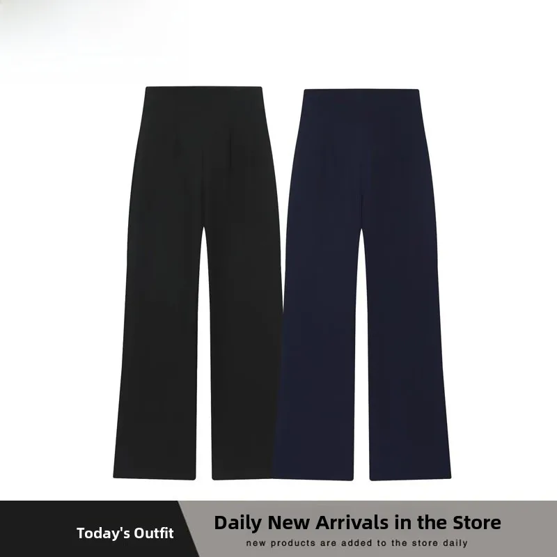 

High Waist Zipper Fashionable Casual Pants Women's Autumn Winter New Arrival Street Style Polyester Fiber Straight Leg Trousers