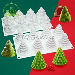 Dorica 8 Cavity 3D Christmas Tree Design Silicone Mousse Mould Pudding Chocolate Mold DIY Candle Model Cake Decor Tools Bakeware