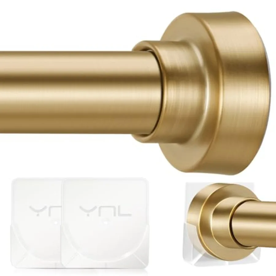 

Shower Curin Rod 34-20 hes Adable Gold Shower Rod No DrillinNon-Slip Never t SinleSteel ble for Baroom LivinRoom Gold