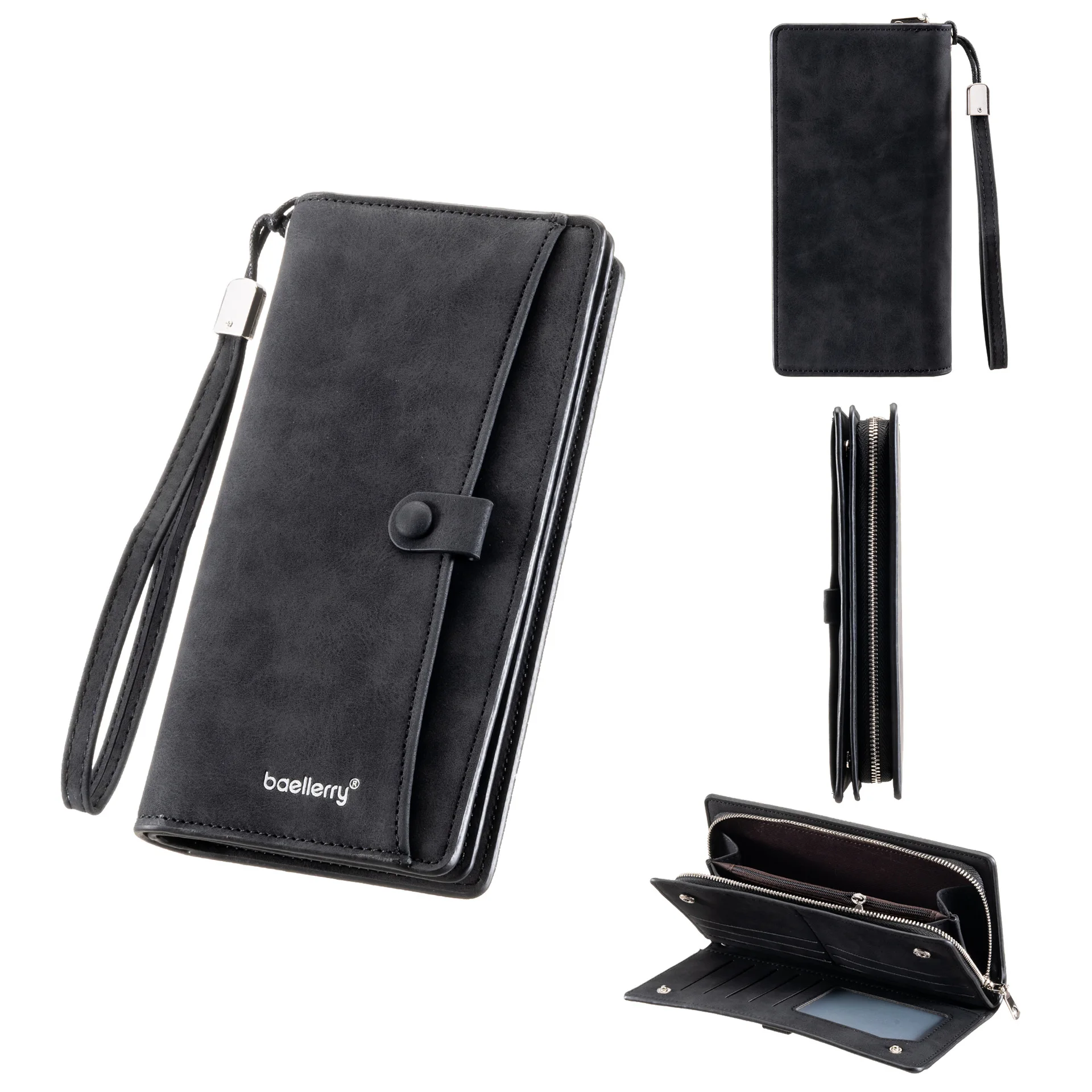 

Многофункциональный длинный кошелек Baellerry можно использовать в качестве клатчи/сумки на запястье, простой стиль, большая вместимость для хранения удостоверений личности