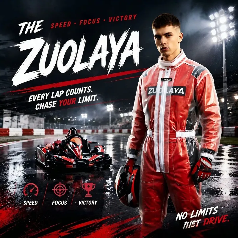 ZUOLAYA Transparent Zipper Waterproof Go-kart One-piece Raincoat RAIN Light and Soft Motorcycle Racing Raincoat Dustproof