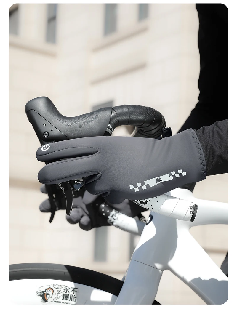 WEST BIKING Winter-Fahrradhandschuhe, Fleece-gefüttert, Touchscreen-fähig, rutschfest, winddicht, für Straßen- und Mountainbikes, für Männer und Frauen, warme Griffhandschuhe – Detail 14