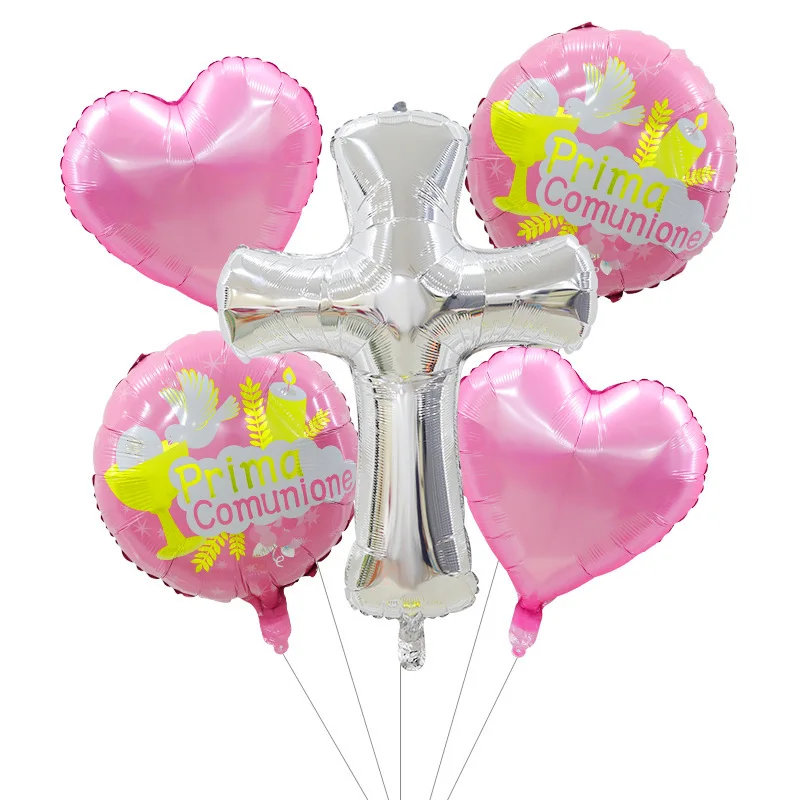 God Bless Balloons, Jesus Cross Balloons, First Holy Communion Party, Baby Shower, Easter Baptism, Forked Christening Decor