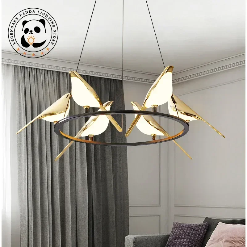 Nordic Designer Pendant Light Originality Magpie Bird Ceiling Chandelier Bedroom Dining Table Parlor Study Hallway Light Fixture