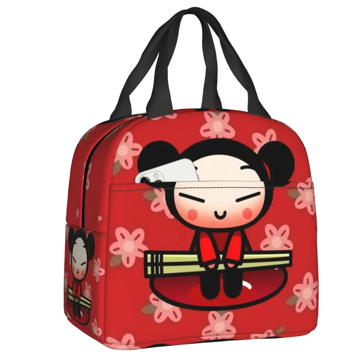 Cartoon Anime Pucca Resuable Lunch box Women Leakproof Cooler Thermal Food Insulated Lunch Bag School Children Student