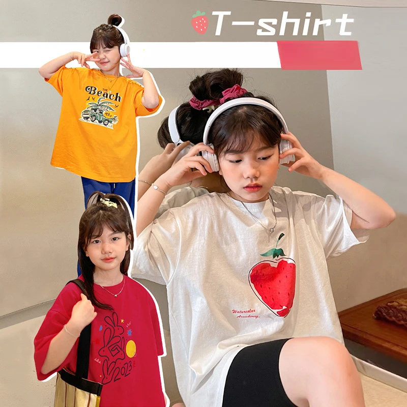 

4-14 Years Old Boys Girls 2024 Summer T-shirts High Quality Cotton Brand Kids Tshirts Fashion Baby Tops Tee Designer Print