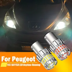 2pcs LED Daytime Running Light DRL Bulb Lamp Canbus No Error P21/5W 1157 BAY15D For Peugeot 408 308 3008 RCZ