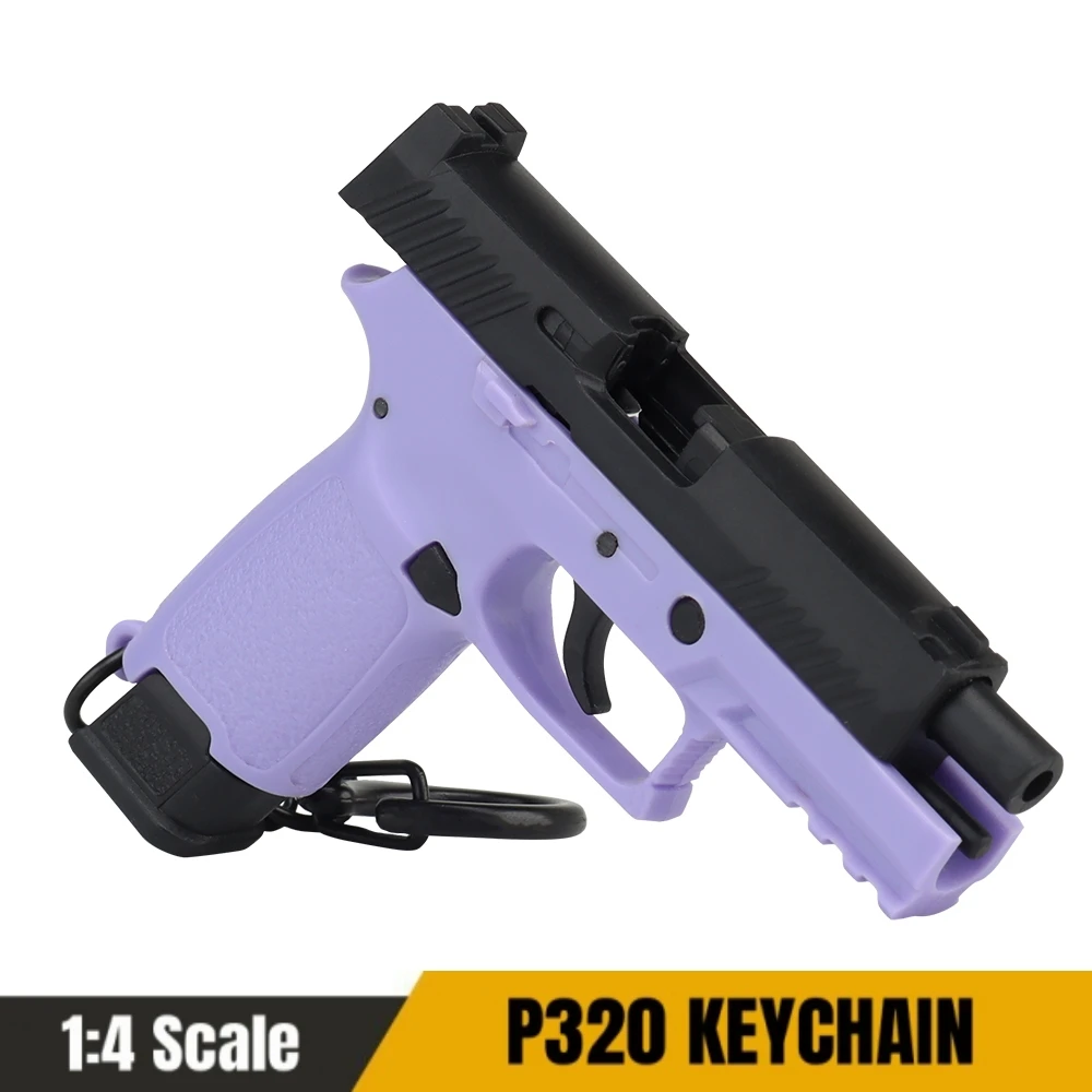 

P320-Purple Mini Gun Keychain 1:4 Miniature Gun Shape Pistol Keyring Pendant Ornament Gift for Army Fan Model Collection