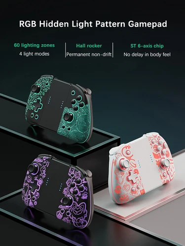 Imagen 2 del producto Controlador Joycons inalámbrico luminoso FUNLAB para Nintendo Switch con 7 luces LED de Color/indicadores de batería RGB/OLED/Paddle/Turbo