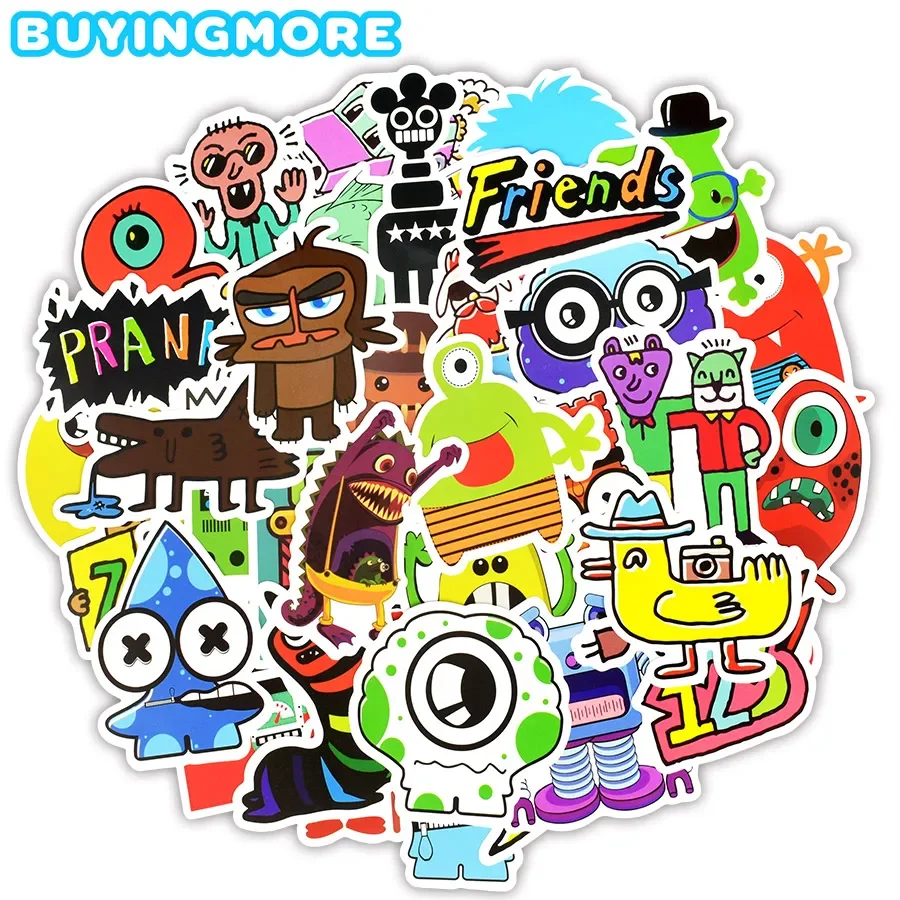 50 PCS Monster Graffiti Stickers Toy for Children Funny Cartoon Doodle Robot Decal Sticker to DIY Skateboard Laptop Car Suitcase