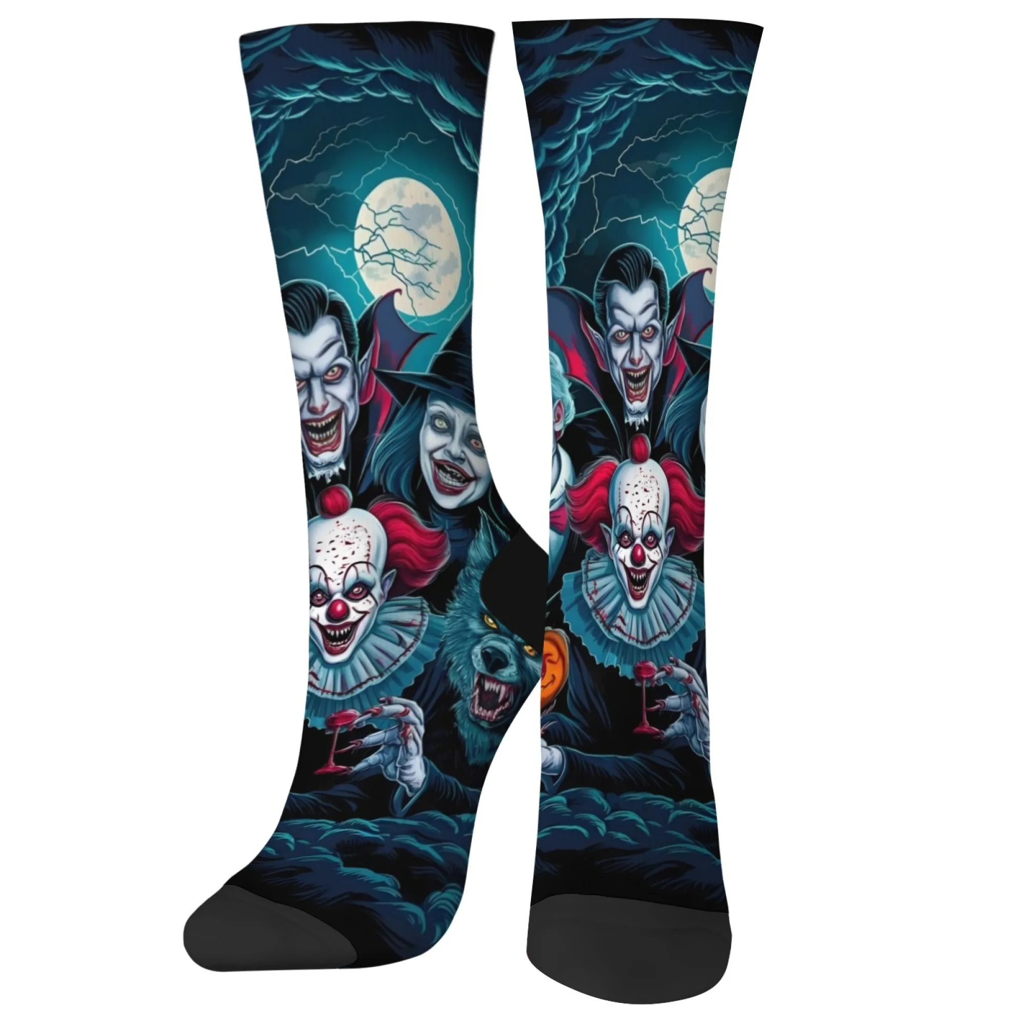 

Ужасы, аниме, ретро, вампирский клоун, забавные носки, темные художественные уличные носки в стиле хип-хоп, новинка, носки Harajuku Crazy Crew, подарок на день рождения