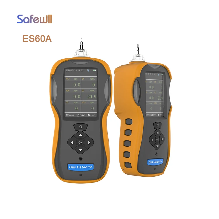 

Safewill 6 Portable Multi Detection Digital Sensor Detector Pump for HF NO2 CH2O H2 HCL CL2
