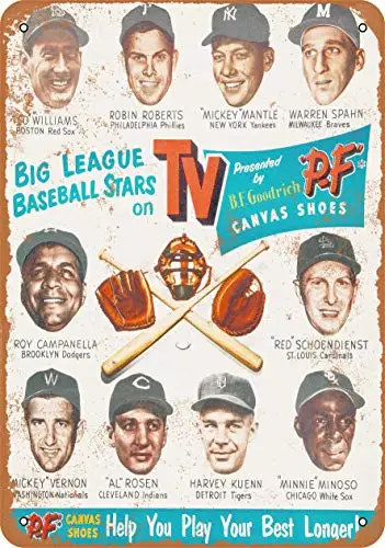 Metal Sign - 1953 Big League Baseball Stars on TV - Vintage Look Wall Decor for Cafe Bar Pub Home Beer Decoration Crafts