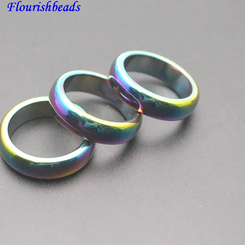

10 шт., высококачественные круглые кольца с гематитовым покрытием радужного цвета, модные женские и мужские ювелирные изделия, подарок