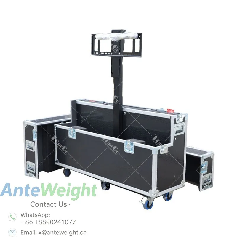 Portable 55/65 Inch TV Flight Case with Electric Lifting Bracket for Conference Exhibition Stage Hotel AV Display Transport