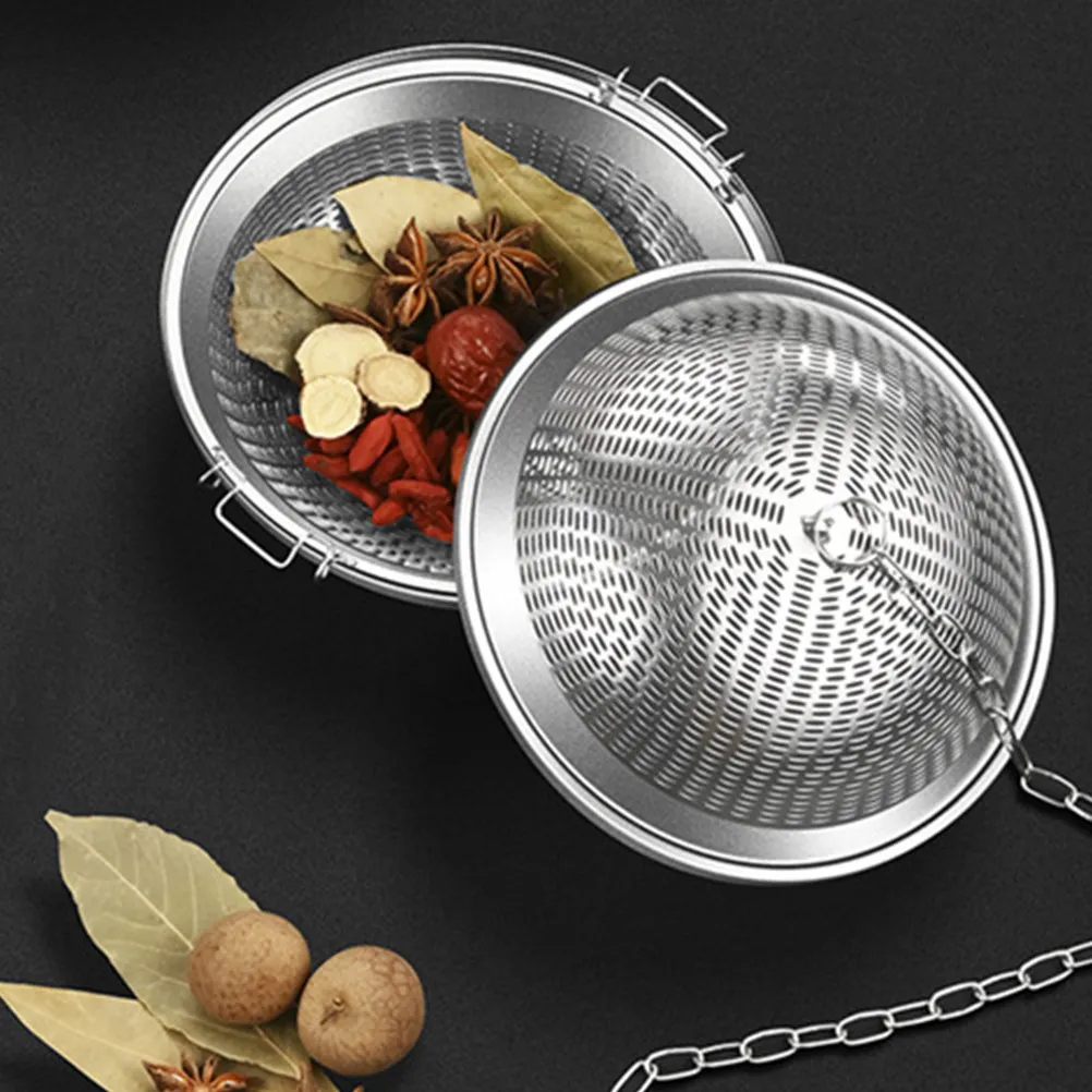 Tea Infuser Stainless Steel Spice Seasoning Strainer Chain Cooking Filter Pot Stewed Reusable Kitchen Seasoning Filter Leak