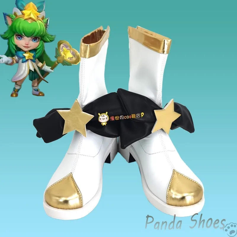 LOL Lulu Cosplay Shoes Comic Anime Game League of Legends Cos White Boots Cosplay Costume Prop Shoes for Con Halloween Party