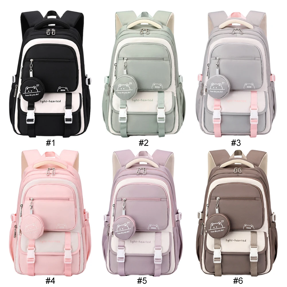 Ladies All-Match School Bag Large Capacity Kawaii Nylon Backpack Floral Printed Simple Travel Rucksack School Outdoor Backpack