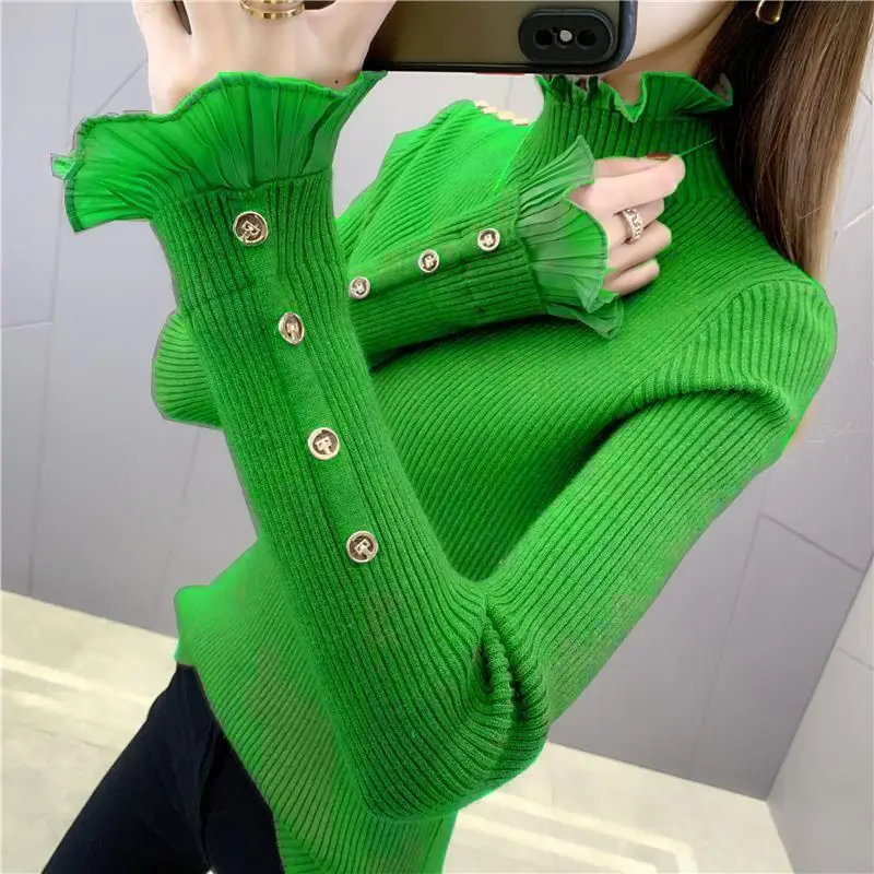 

Jacquard Round Neck Slimming Top Knitted Sweater Women Long Sleeve Casual Korean Knitwear Autumn Y2k Streetwear Jumpers M209