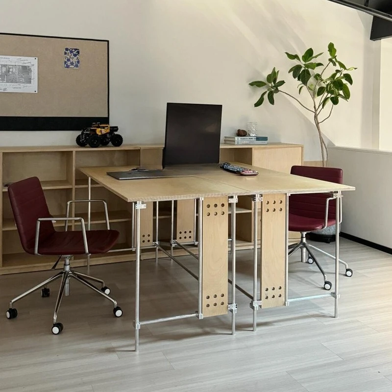 

Simple computer desk birch, modern stainless steel optical axis desk for home use