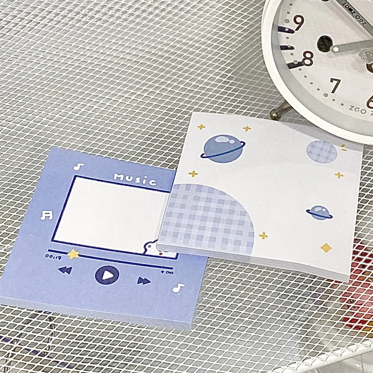 50sheets 8cm Cute Cartoon Blue Bear Series Sticky Note Student Memo Pad Mini Pocket Notepad Daily Planner To-do List Stationery