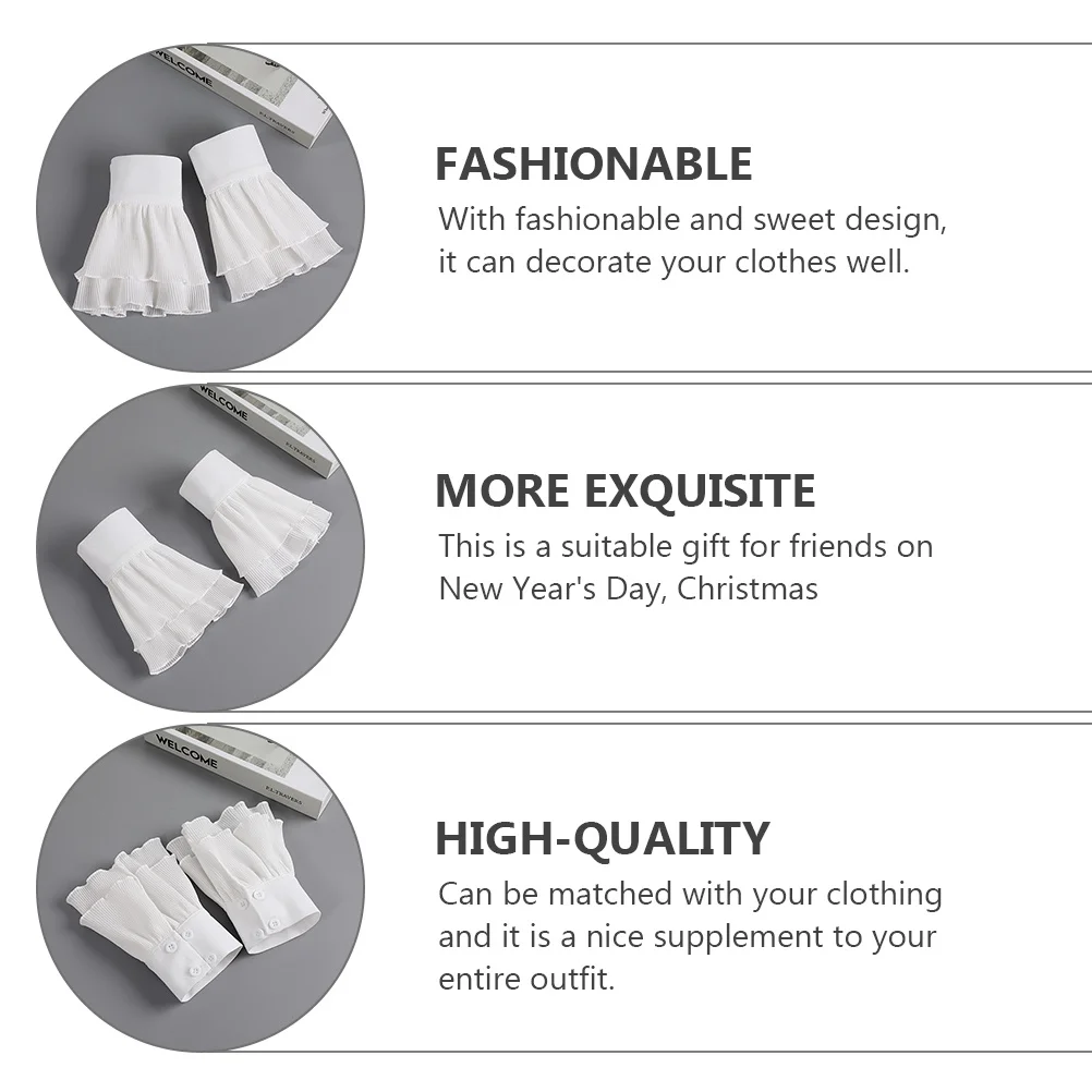 

1 Pair Decorative Wrist Cuffs Chiffon Fake Cuffs For Women Detachable Shirt Sleeves Clothing Accessories Lady Wristbands