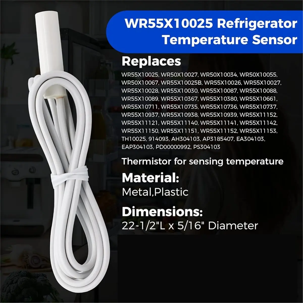 (ABZD) Kit de Aquecedor de Degelo para Refrigerador WR51X10055, Sensor de Temperatura WR55X10025, Termostato de Limite Superior WR50X10068 Compatível
