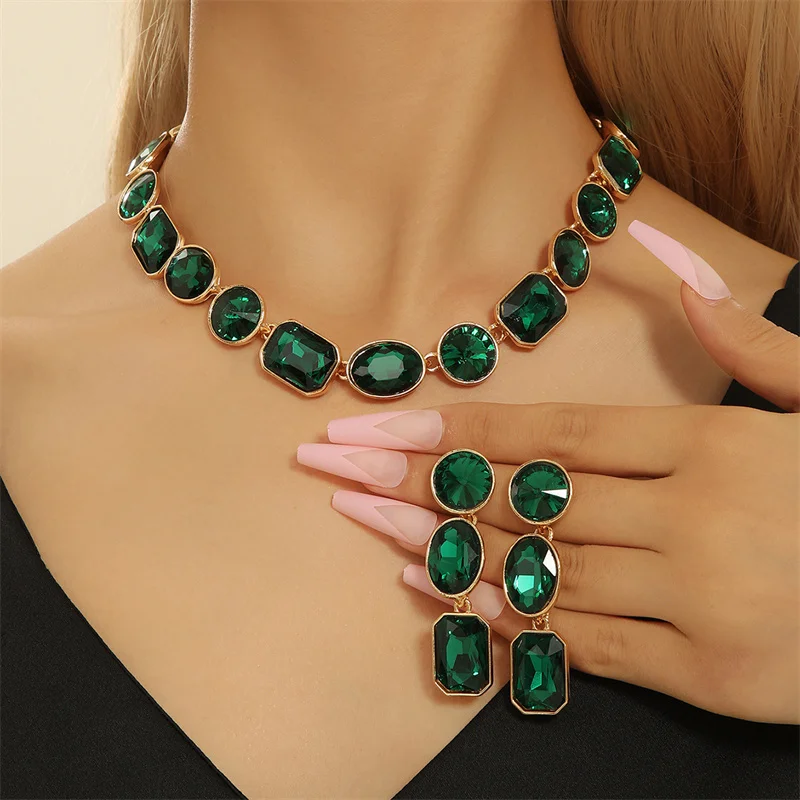 New style luxury, Central Chinese ancient style, gorgeous jumping colors, sparkling crystal jewelry necklace