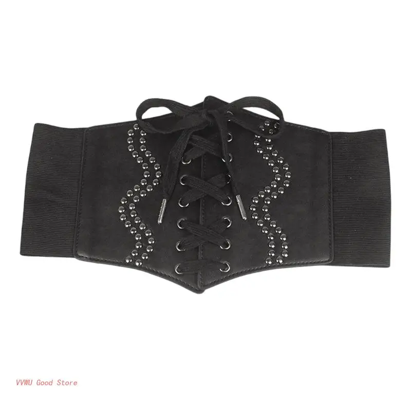 Cintura corsetto per donna cintura con lacci cintura larga cintura elastica Punk per abito