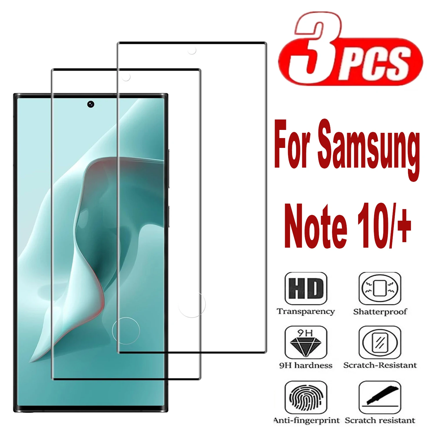 

3PCS 9H Curved Four Sides Glue Tempered Glass For Samsung Galaxy Note 10+ HD Screen Protector