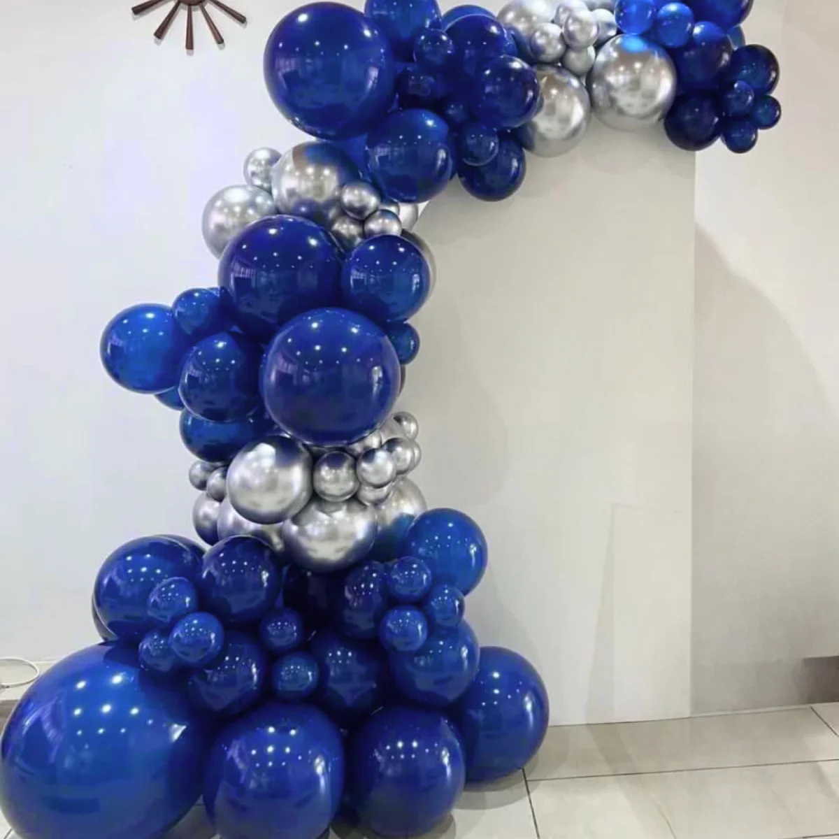 78pcs Latex Balloon Arch Kit, silver, royal blue party balloons, for graduation ceremonies, Father's Day and other decorations