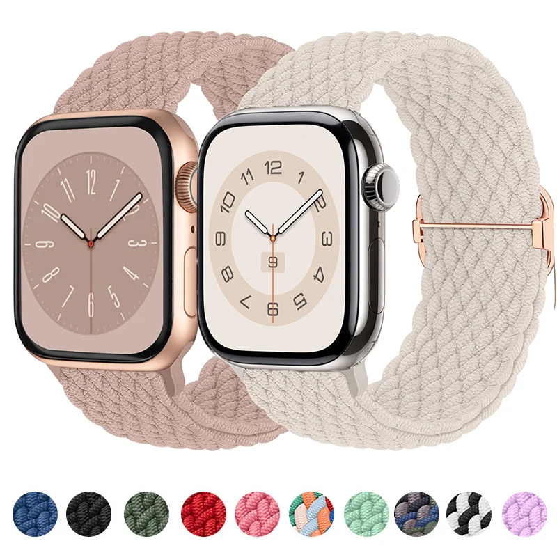 Braided solo loop For Apple watch band 46mm 45mm Ultra2 49mm 44mm 40mm 41mm 42mm Elastic bracelet series 10 9 8 7 5 se 6 4 strap